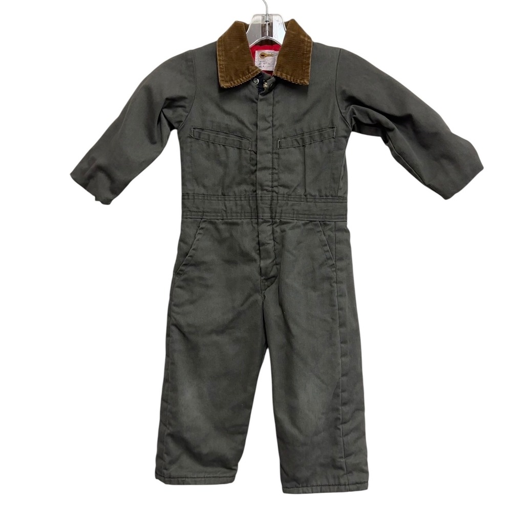 Vintage Key Imperial Kids 4 Insulated Coveralls USA Workwear Corduroy Collar